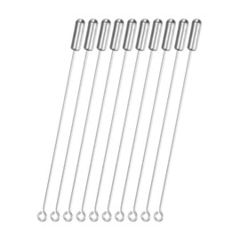 M METERXITY 10-Pack Brooch Stick Pins, 2.8 Inch Copper Long Needle Eye Pin with Stopper Ends for DIY Clothing/Accessories/Suit Tie/hat/Scarf/Jewelry, Straight Flat Head Pins [Silver]