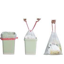 Pekky 8 Gallon Drawstring Trash Bags, Clear, Heavy Duty, 120 Counts