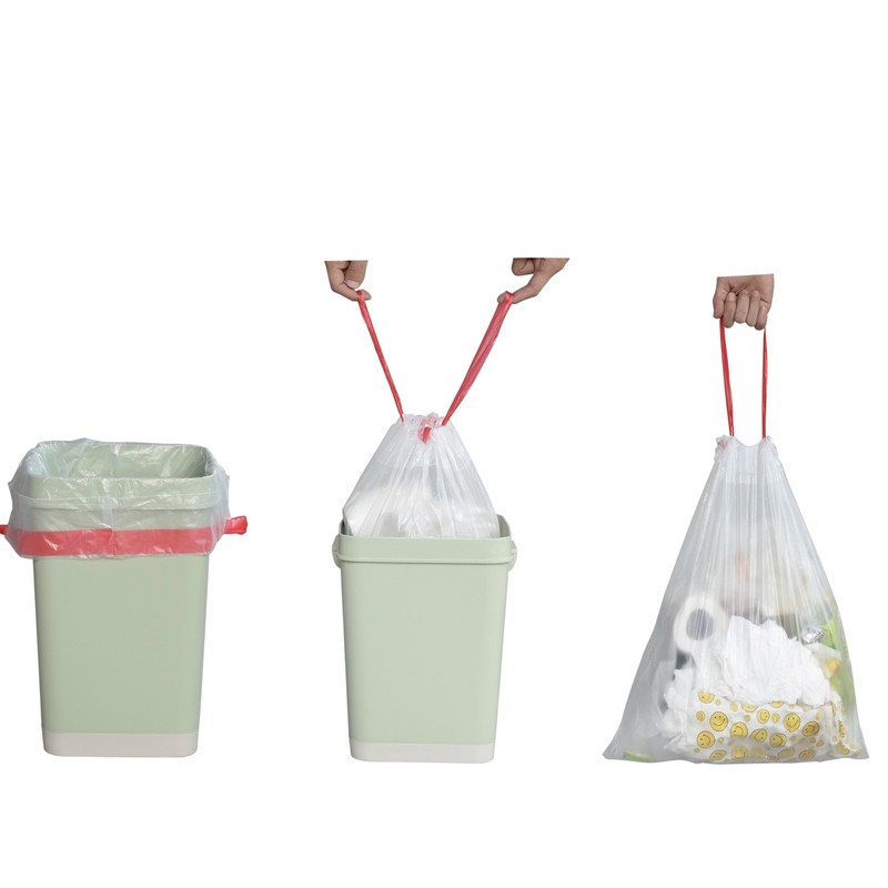 Pekky 8 Gallon Drawstring Trash Bags, Clear, Heavy Duty, 120