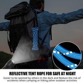 Reflective Paracord Rope 1000Ib - 500ft 4mm 12 Strand para Cords Lanyard Utility Parachute Cord for Tent Camping Hiking Fishing Survival Tactical Clothesline DIY Projects Blue