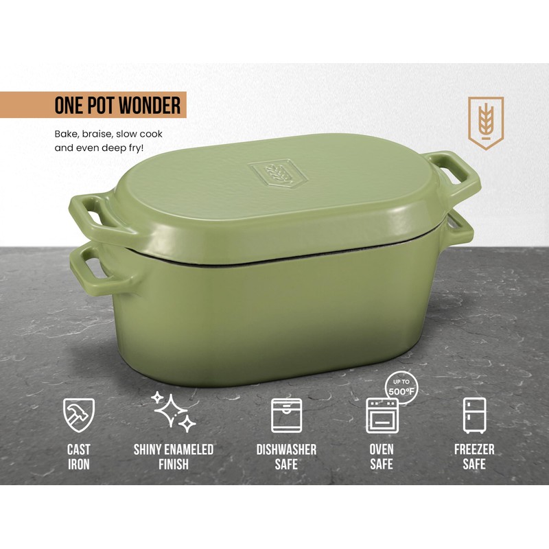 KooK Enameled Cast Iron Dutch Oven for Sourdough Bread Baking
