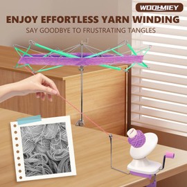 WODHMIEY Yarn Winder Hand Crank Yarn Ball Winder Manual Portable Yarn Winder for Crocheting, Yarn Swift and Holder, Compact Yarn Roller Tool, 2PCS Set, Crochet Tools and Accessories (Violet)