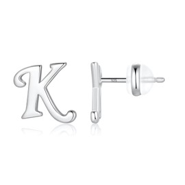 TINGN Earrings Silver 925 Women Girls Medical Stud Earrings Gold Silver Rose Gold 26 Letters Jewellery Hypoallergenic Earrings for Women Girls Sensitive Earrings, Sterling Silver