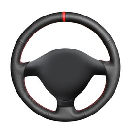 MEWANT Steering Wheel Cover for Golf 4 for Passat B5 for Polo MK6 for Seat Leon 1M for Fabia 1 (6Y) Hand Sewing Black Faux Leather Microfibre Leather Car Steering Wheel Cover