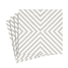 Entertaining with Caspari Luncheon Napkin, Chevron Pale Silver, 20-Pack