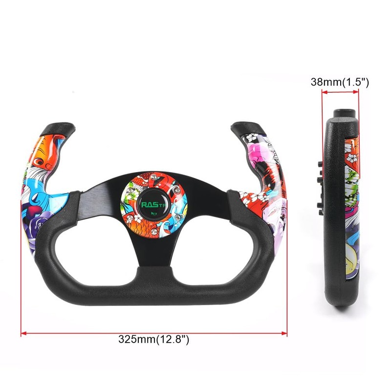 RASTP Universal Racing Steering Wheel, 12.8"/325mm Graffiti Pattern Sim Racing