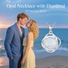 MOTIEL 925 Sterling Silver Opal with Genuine Diamond Necklace for