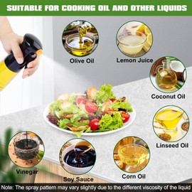 MUOOMU Oil Sprayer for Cooking, Upgraded Olive Sprayer Bottle, Air Fryer Accessories, Mister Vinegar Spritzer, Kitchen Gadgets for Salad, BBQ, Roasting (7oz/200ml, Black)