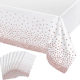 8 Pack Rose Gold Tablecloth – 54 X 108 Plastic Table Cloths for Parties Disposable – Rose Gold Party Decorations, Table Cover for Birthday Parties, Wedding Decorations.