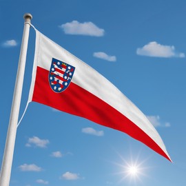 FLAGLY Premium Langwimpel Thüringen 115g/m² Stoffgewicht, robustes und witterungsbeständiges Glanzpolyester - Wimpel Thüringen, Fahnenmast Zubehör (150x40 cm)