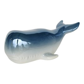 Goldbach Ceramic Whale, 24 cm, Blue Glazed Maritime Decorative Figurine, Ceramic Figure, Statue, Animal Fish Sculpture Object for Bathroom, Bathroom
