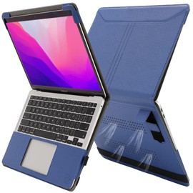 TYTX Compatible with MacBook Pro 13 inch Leather Case with Vents and Stand Function 2024 2023 2022-2016 M2 M1 (A1989 A1706 A1708 A2159 A2289 A2251 A2338) Protective Leather Case for Laptop, Blue