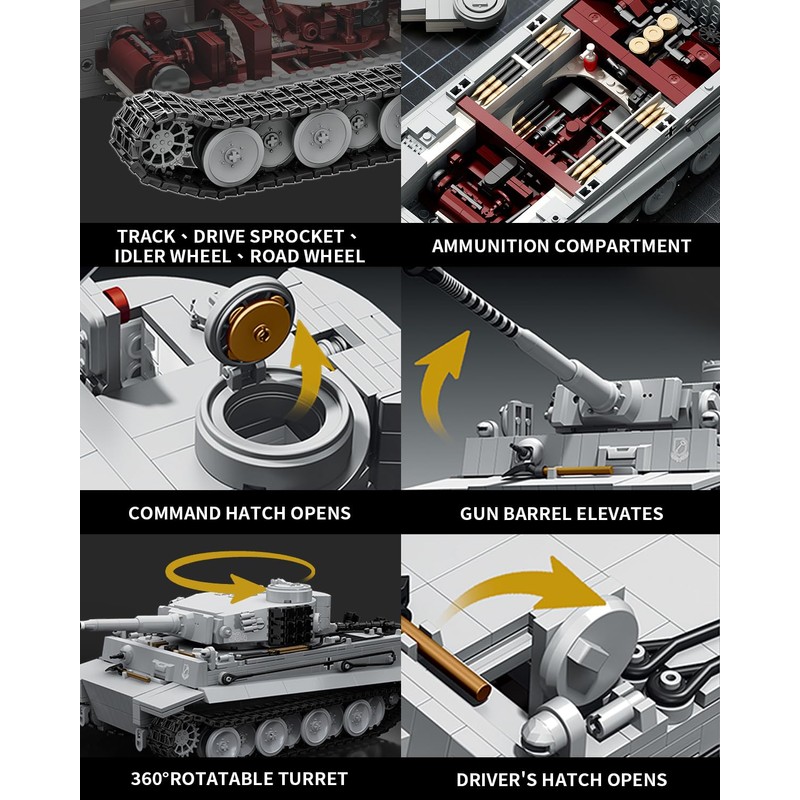 NERCISU WW2 Tiger Heavy Tank Building Sets, 1:28 Panzer VI