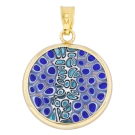 GlassOfVenice Murano Glass Millefiori Pendant in Gold-Plated Frame 3/4"