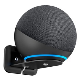 PlusAcc Wall Mount for 4th Gen - Space-Saving Stand Shelf Compatible with Google Home Mini & 4th Generation, Metal Bracket with Cable Management（Black）