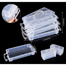 Anstore Pencil Box Plastic Storage Containers with Latching Lids Stackable Office Supplies Organizer with a Handle for Gel Pens Erasers Crafts Markers Crayon(2 x 3 Layer)