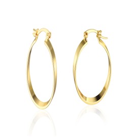 Earrings Gold Hoop Earrings for Women, 14K Gold Plated Oval Hoop Earrings, Small Hypoallergenic Earrings for Women, Gift, Yellow Gold