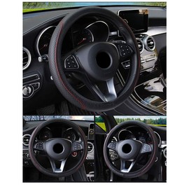 Xmomx Universal Leather Steering Wheel Cover 15 inch Breathable Auto Steering Wheel Cover