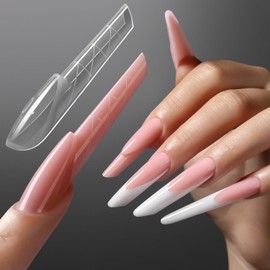 YOKEFELLOW ImMaster 3D Reverse French Dual Shape, 15 Sizes, Pack of 150 Magic Caps Zone French Nail Dual Forms for Beginners and Professionals, Builder Nail Gel and Acrylic Tools (IM113-Russian Almond