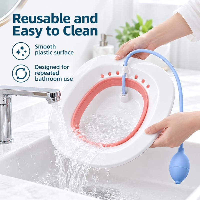 Foldable Sitz Bath Basin for Toilet Seat – Portable Plastic