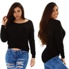 Jela London Women's Soft Mullet Pullover Stretch Crew Neck Soft