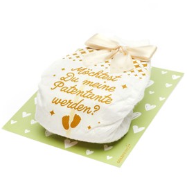 goldprintz I Want to Become My Godmother I Golden Printed Nappy Postcard I Ask Godmother I Announce Pregnancy I Baby Announcement - I Get a Baby I Baby News