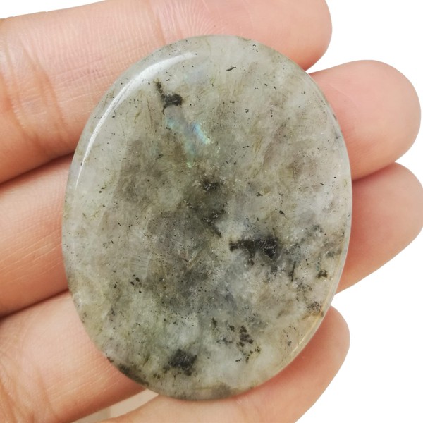 Manekieko Natural Grey Moonstone Crystal Thumb Worry Stone, Stress Relax Healing Reiki Crystal Bag Palm Stones