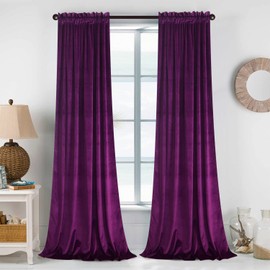 Roslynwood Purple Orchid Nursery Sunlight Velvet Curtains - Elegant Interior Decoration Large Window Blackout Velvet Drapes for Living Room, 52 x 96 Inches Long, Purple Orchid, 2 Pcs