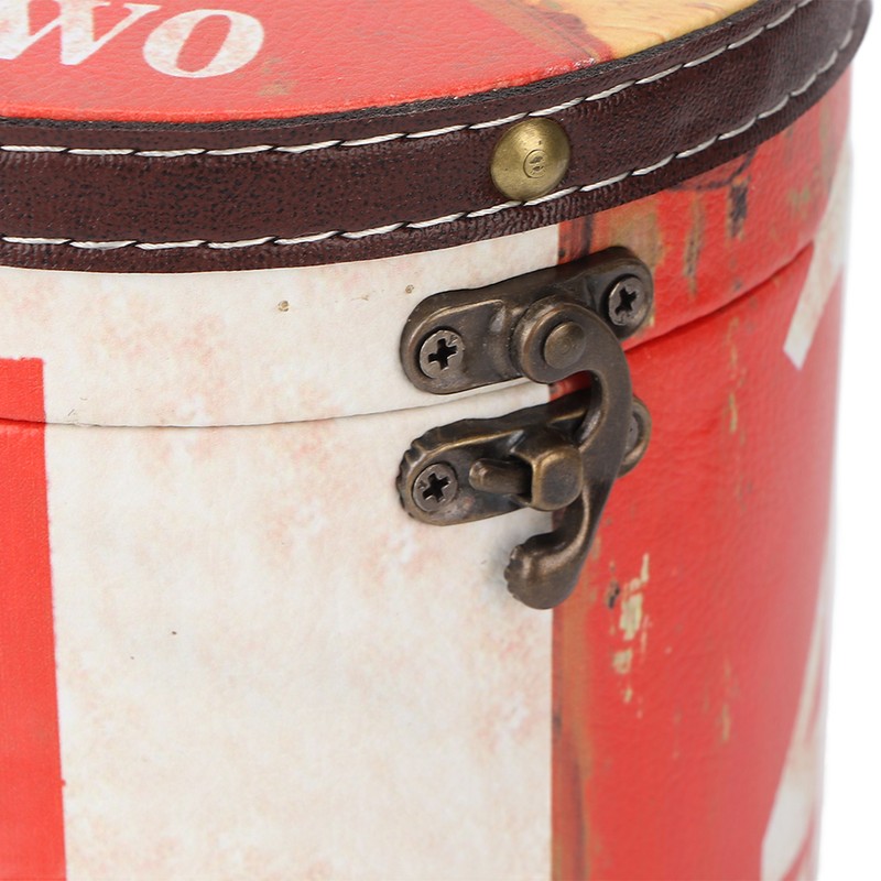 Retro Tissue Box Cylindrical Fashionable PU Leather Wooden Napkin Storage