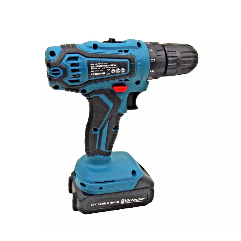 Victeche 20V Cordless Drill Driver Kit LEDs with 2-20v Lithium