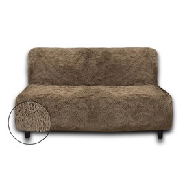 Snugglesinto Plush Couch Cover for Sofa and Furniture, Water Resistant Slipcover, Non-Slip, Easy-to-Install, Prefect for Kids,Dogs,Cats.(Brown, Futon)