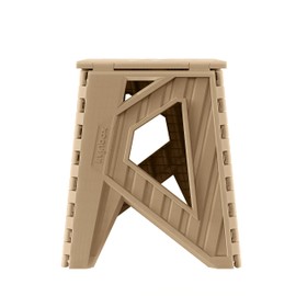 livinbox 15 inch Plastic Collapsible Stool, Folding Stool, Outdoor Step Stool, Opens Easy with One Flip. Great for Kitchen, Bathroom, Bedroom, Holds Up to 200kg (Khaki Beige)