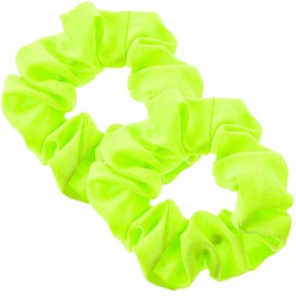 Pack of 2 Neon Hair Scrunchie Pop Yellow Scratch Plain Scratch Elastic Band Pink Scratch Ties Hair Accessories Yellow Scrunchies Silk for Women Satin Hair Bobbles Yellow Girls Glitter