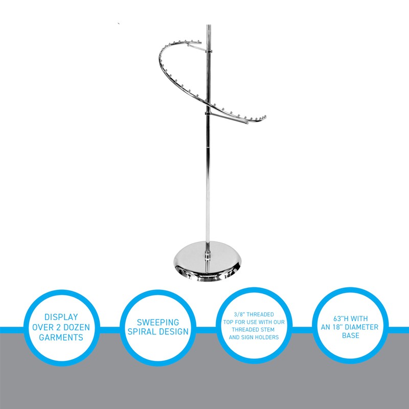 SSWBasics Sleek Chrome Spiral Clothing Rack - 29 Ball Retail