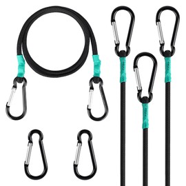 Black Bungee Cords with Hooks 36 inch Heavy Duty, 4-Piece Carabiners Style, 5/16 inch Diameter