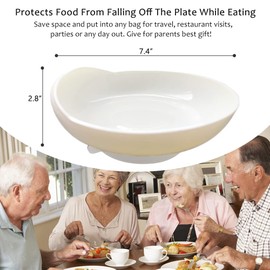tazón de cuchara con base de ventosa, asistente de ayuda alimentaria para recoger alimentos, protector de alimentos de apoyo para comedor para discapacitados, ancianos, discapacitados, 1 unidad
