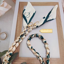 Nalefow Phone Lanyard Stylish Metal Silk Scarf Phone Charms Crossbody PhoneStrap Crossbody Phone Lanyard for PhpnePurses Charms (Green Dots)