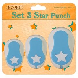 Ecohu Set 3 Star Paper Punch 0.3'' / 0.63'' / 1'', Scrapbooking Hole Punches Crafting, Design for Office Supplies, Card Making, DIY Photo Album.