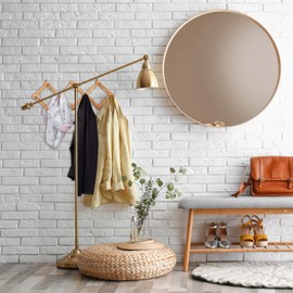 Relaxdays Wooden Wall Coat Rack, Extendable Coat Rack, 10 Coat Hooks, Sturdy, Scissor Wardrobe, Foldable, Natural, Pack of 1