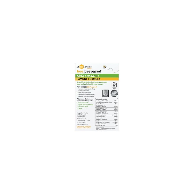 Unbeelievable Health Bee Prepared Max Strength 20 Capsules