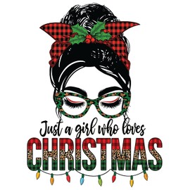 Just A Girl Who Loves Christmas 5 Inch Waterproof Decal Sticker Merry Christmas Xmas Winter Elf Reindeer Santa Saint Nick Snow Wreath Gift CS1508-2PK