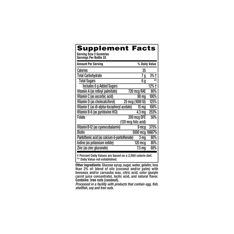 100gomita Multi-vitamina Mineral Biotina Cabello Piel Uas Sabor Fruta Bayas