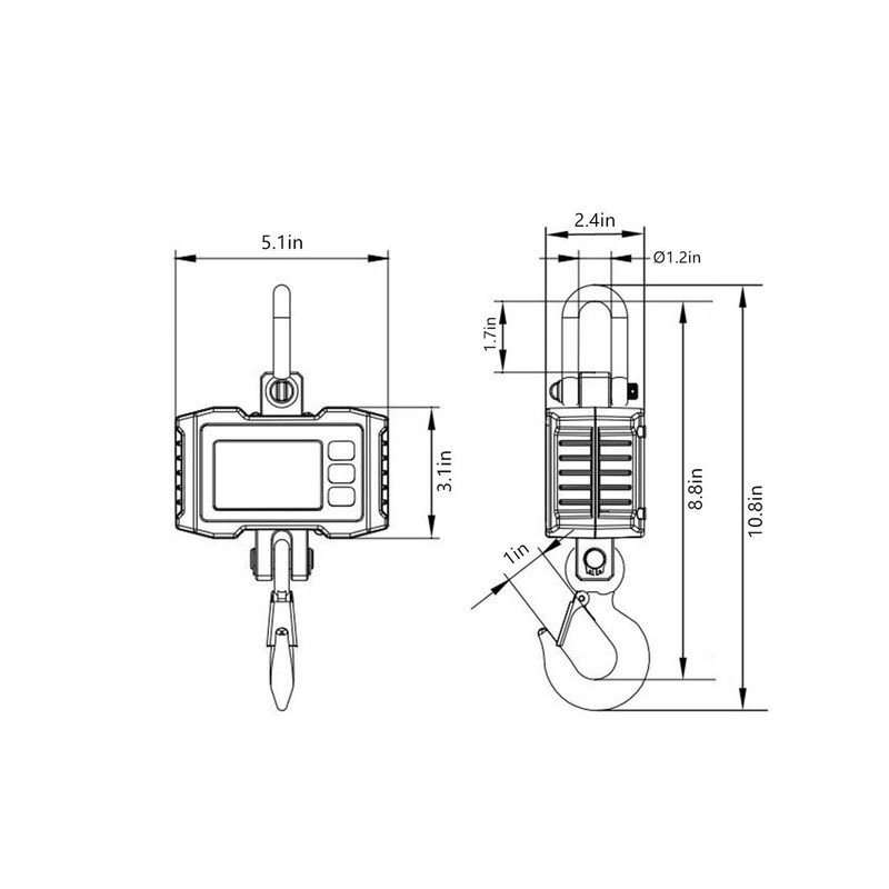 Klau 1000 kg 2000 lb Hanging Scale Digital Industrial Heavy