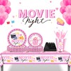 Movie Night Decorations Disposable Plates Napkins Cups Straws and Flatware
