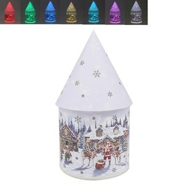 Santa LED House for Christmas Decor | Festive Light-Up Holiday Ornament with Santa Claus Design | Warm LED Glow for Cozy Indoor Ambiance | Perfect for Christmas Decorations & Gifts