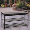 Scroll Metal Design 3 Tier Entryway Shoe and Sitting Storage