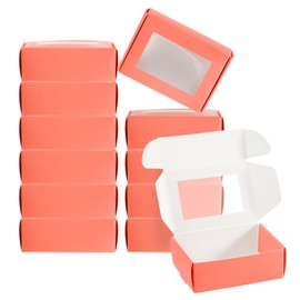 PATIKIL 3.3x2.4x1.2 Paper Soap Box with Window, 20 Pack Homemade Soap Boxes Rectangle Presents Packaging Boxes for Birthday Christmas DIY Craft, Pink