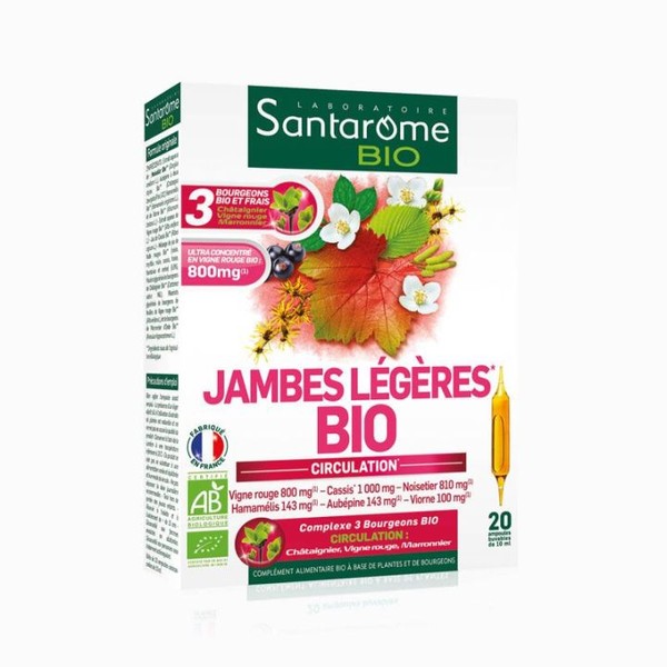 Santarome Bio Jambes Légères Ampoules 10ml, 20 units