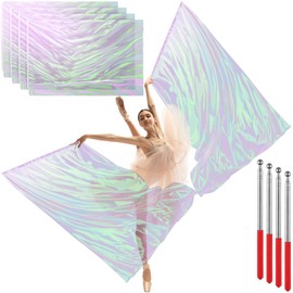 HunnmingRe 4 Set Worship Flags for Dance 53 x 73.6 Inch Large Praise Church Flags with 4 Pcs Scalable Rod for Adults Practice Performance Banderas De Danza Cristiana(Iridescent White)