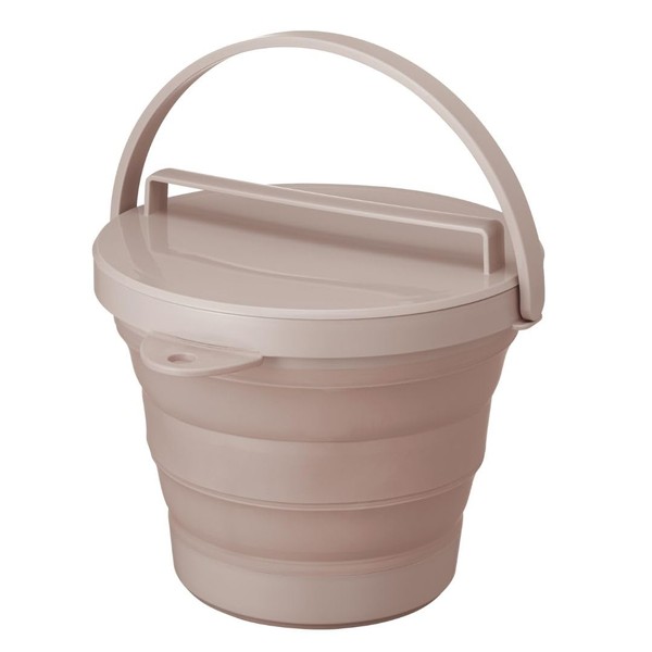 Isetou I-642 Folding Bucket with Lid (8L) Beige, 8L Width